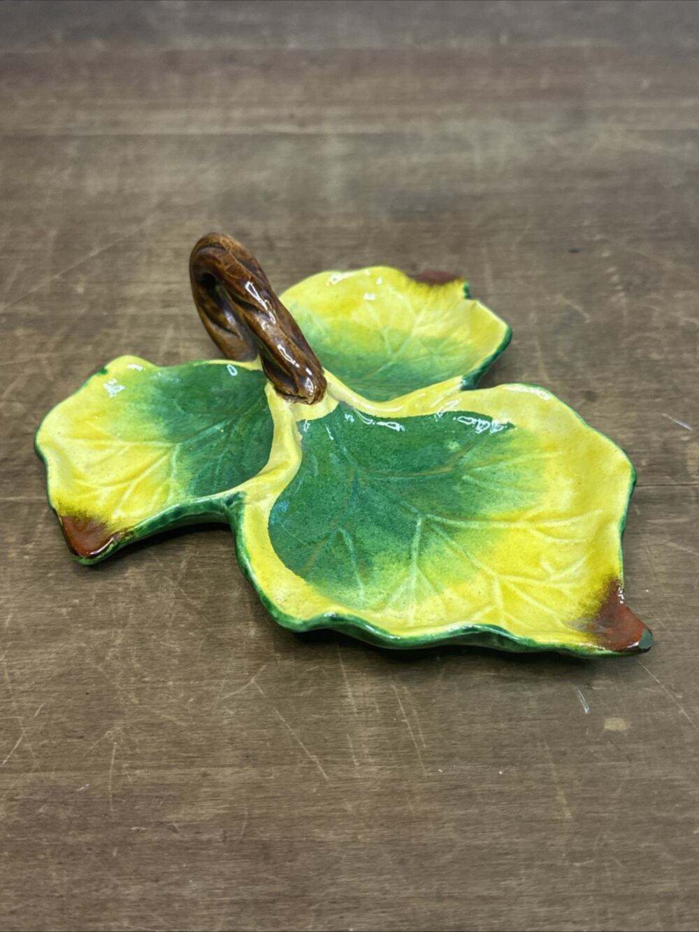Vintage Japan Leaf Shaped Candy Dish Handpainted
